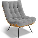 Poltrona Decorativa Sala de Estar Costela L02 Bouclê Cinza - Lyam Decor