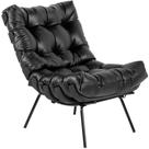 Poltrona Decorativa Sala de Estar Costela Preto L04 Material Sintético Preto - Lyam Decor