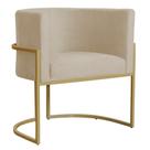 Poltrona Decorativa Sala de Estar Luana Base Gold Suede Bege - Montanaris Decor