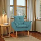 Poltrona Decorativa Sala de Estar Opala Suede Azul Turquesa Pés Palito Porto Decor