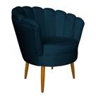 Poltrona Decorativa Sala de Estar Pétala Veludo Azul Marinho - Montanaris Decor