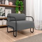 Poltrona Decorativa Sala de Estar Polatsk Base Industrial de Ferro Veludo Cinza G33 - Gran Belo