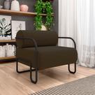 Poltrona Decorativa Sala de Estar Polatsk Base Industrial de Ferro Veludo Marrom G33 - Gran Belo