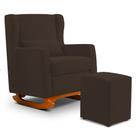 Poltrona Decorativa Sala de Estar Zoe com Base Balanço e Puff Suede Marrom - Desk Design