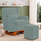 Poltrona Decorativa Sala de Estar Zoe com Base Balanço e Puff Veludo Acqua - Abmaza