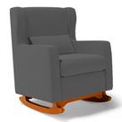 Poltrona Decorativa Sala de Estar Zoe com Base Balanço Suede Cinza - Desk Design