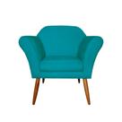 Poltrona Decorativa Sala e Recepção Marcela Suede Azul Turquesa - LM DECOR