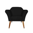 Poltrona Decorativa Sala e Recepção Marcela Suede Preto - LM DECOR