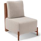 Poltrona Decorativa Sala Estar Living Pés Madeira Hungria L02 material sintético Camel Bouclê Creme - Lyam