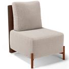 Poltrona Decorativa Sala Estar Living Pés Madeira Hungria L02 material sintético Marrom Bouclê Creme - Lyam