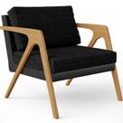 Poltrona Decorativa Sala Estar Pietra L02 Sintético Preto Linho Chumbo - Lyam Decor