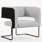 Poltrona Decorativa Scarlett D02 Base Aço Preto Corano Preto C-05 Linho Cinza D-315 - Lyam Decor Poltrona Decorativa Scarlett D02 Base Aço Preto Corano Preto C-05 Linho Cinza D-315 - Lyam Decor