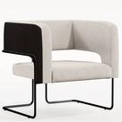 Poltrona Decorativa Scarlett D02 Base Aço Preto Corano Preto C-05 Linho Cru C-443 - Lyam Decor Poltrona Decorativa Scarlett D02 Base Aço Preto Corano Preto C-05 Linho Cru C-443 - Lyam Decor