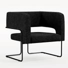 Poltrona Decorativa Scarlett D02 Base de Aço Preto Linho Chumbo D-465 - Lyam Decor