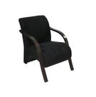 Poltrona Decorativa Stilo Suede Preto com Braços em Madeira -Dora Bela