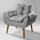 Poltrona Decorativa Suede Cinza - Belliv Decor
