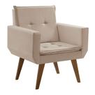 Poltrona Decorativa Taurus 1 Lugar Base Palito Tecido Bege