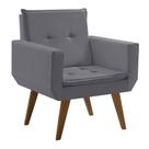 Poltrona Decorativa Taurus 1 Lugar Base Palito Tecido Cinza