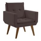 Poltrona Decorativa Taurus 1 Lugar Base Palito Tecido Marrom