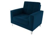 Poltrona Decorativa Thaina Veludo Azul E-433