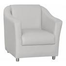 Poltrona Decorativa Tilla Pés Cromado Napa Branco - DS Estofados