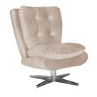 Poltrona Decorativa Tolucci Suede Bege com Base Giratória em Aço Cromado - D'Rossi