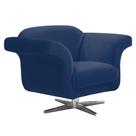 Poltrona Decorativa Troia Suede Azul Marinho com Base Giratória em Aço Cromado - D'Rossi