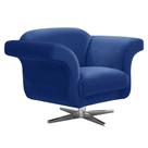 Poltrona Decorativa Troia Suede Azul Royal com Base Giratória em Aço Cromado - D'Rossi