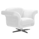 Poltrona Decorativa Troia Suede Branco com Base Giratória em Aço Cromado - D'Rossi