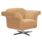 Poltrona Decorativa Troia Suede Caramelo Sisal com Base Giratória em Aço Cromado - D'Rossi