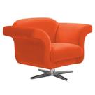 Poltrona Decorativa Troia Suede Laranja com Base Giratória em Aço Cromado - D'Rossi