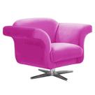 Poltrona Decorativa Troia Suede Pink com Base Giratória em Aço Cromado - D'Rossi