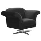 Poltrona Decorativa Troia Suede Preto com Base Giratória em Aço Cromado - D'Rossi