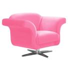 Poltrona Decorativa Troia Suede Rosa Barbie com Base Giratória em Aço Cromado - D'Rossi