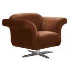 Poltrona Decorativa Troia Suede Terra com Base Giratória em Aço Cromado - D'Rossi