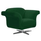 Poltrona Decorativa Troia Suede Verde com Base Giratória em Aço Cromado - D'Rossi
