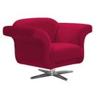 Poltrona Decorativa Troia Suede Vermelho com Base Giratória em Aço Cromado - D'Rossi