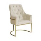 Poltrona Decorativa Vick Base em Metal Dourada Veludo Bege - Vallisa Decor Poltrona Decorativa Vick Base em Metal Dourada Veludo Bege - Vallisa Decor
