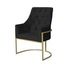 Poltrona Decorativa Vick Couro Preto Base Dourada Ms Decor