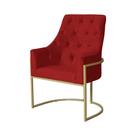 Poltrona Decorativa Vick Suede Vermelho Base Dourada Ms Decor