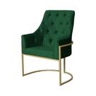 Poltrona Decorativa Vick Veludo Verde Base Dourada Ms Decor