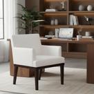 Poltrona Decorativa Vitória Couro Branco Pés Madeira Mz Decor Poltrona Decorativa Vitória Couro Branco Pés Madeira Mz Decor