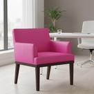 Poltrona Decorativa Vitória Couro Rosa Pink Pés Madeira Mz Decor Poltrona Decorativa Vitória Couro Rosa Pink Pés Madeira Mz Decor
