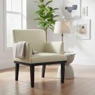 Poltrona Decorativa Vitória Suede Bege Pés Madeira Mz Decor Poltrona Decorativa Vitória Suede Bege Pés Madeira Mz Decor