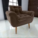 Poltrona Decorativa Xangai 1 Lugar Veludo Marrom - Matrix