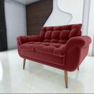 Poltrona Decorativa Xangai 2 Lugares Veludo Vermelho - Matrix