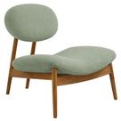 Poltrona Decorativa Yves Base Madeira Castanho Bouclé Verde Claro - Nexta Casa