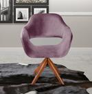 Poltrona Decorativa Zara Pé Giratório de Madeira Sala Recepção