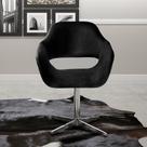 Poltrona Decorativa Zara Pé Giratório de Metal Sala Recepção Preto
