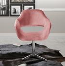 Poltrona Decorativa Zara Pé Giratório de Metal Sala Recepção Rosa Rose
